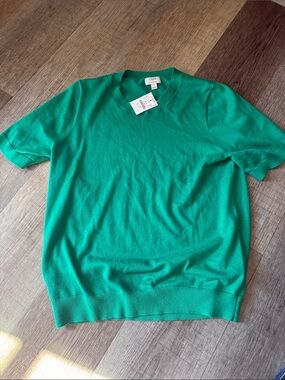 J. CrewShort-Sleeve Crewneck Sweater — Bright Green